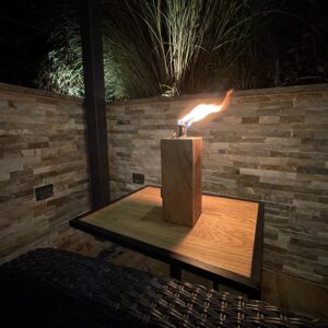 Gartenfackel aus Eiche / Terrassenfackel / Ölfackel mit Sicherung -Nachfüllbar - Handarbeit - 20cm - Ohne Standfuß