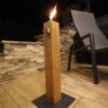 Oak garden torch / patio torch / oil torch with safety device - refillable - handmade - black base