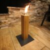 Garden torch made of oak / patio torch / oil torch with safety lock - refillable - handmade - base color: anthracite