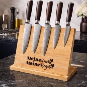 Personalized wooden knife holder with 18 designs | Engraved knife block | Gift for chefs | Unique kitchen decor gift idea